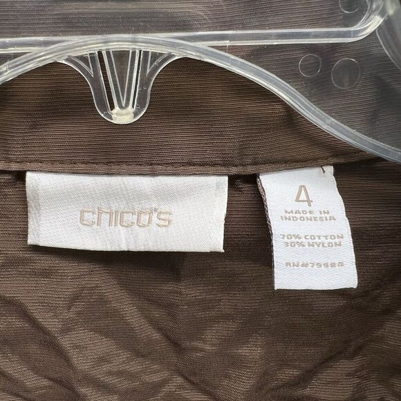Chicos Lightweight Jacket Size 4 (Woman Size 20-22) Brown Roll Tab Sleeves - Picture 7 of 10